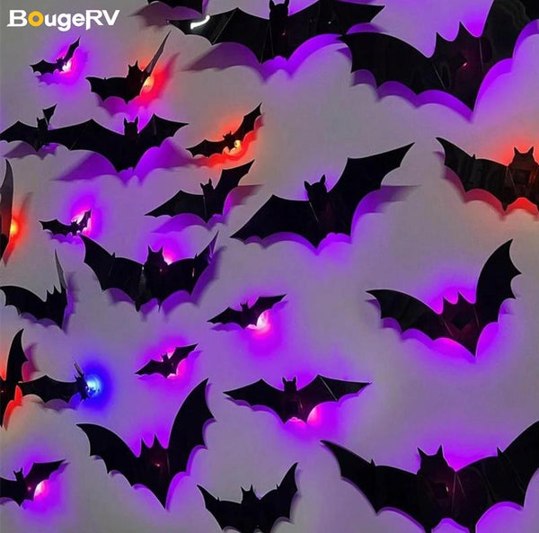 LED 3D Halloween Bat Decor Set