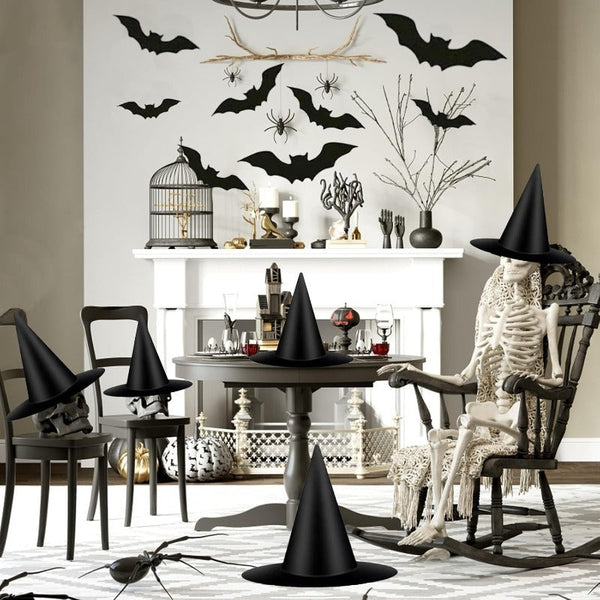 Hanging Witch Hat & Bat Set